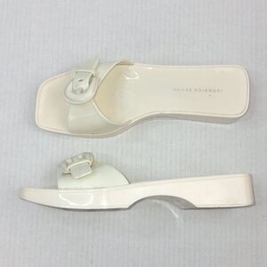 Veroinca Beard Davina Ivory Jelly Square Toe Buckle Slide Sandals